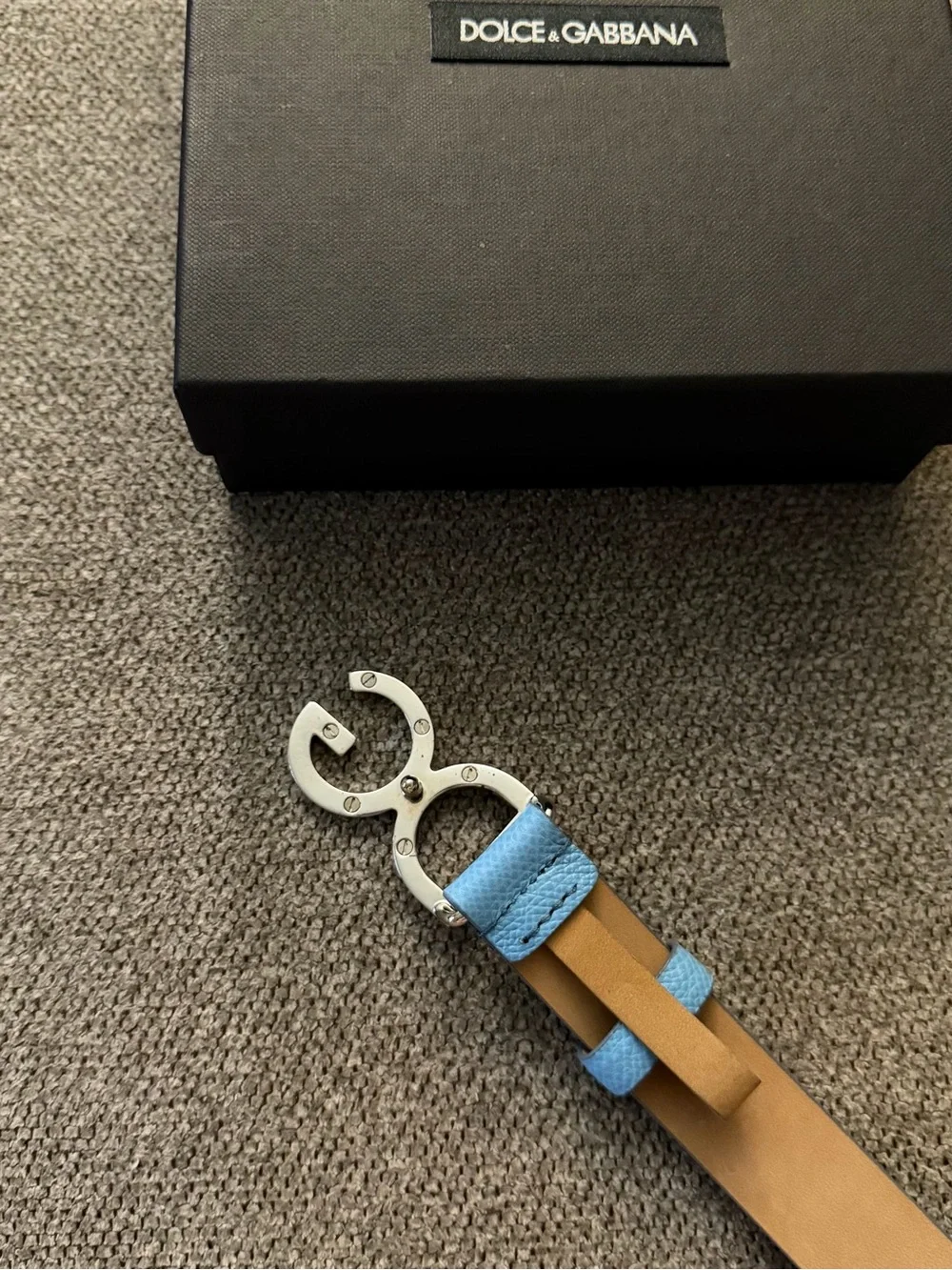 D&G Blue Leather Belt w/ Box and Dust Bag 32”-35.5”